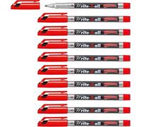 STABILO Write-4-all - Lot de 10 marqueurs toutes surfaces lisses - Rouge (encre permanente / pointe médium 1,0mm)
