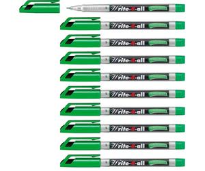 STABILO Write-4-all - Lot de 10 marqueurs toutes surfaces lisses - Vert (encre permanente / pointe médium 1,0mm)