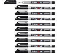 STABILO Write-4-all - Marqueur -Lot x 10 marqueurs toutes surfaces lisses - encre permanente - pointe fine 0,7mm- Noir