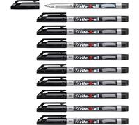 STABILO Write-4-all - Marqueur -Lot x 10 marqueurs toutes surfaces lisses - encre permanente - pointe médium 1 mm- Noir
