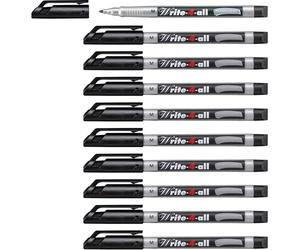 STABILO Write-4-all - Marqueur -Lot x 10 marqueurs toutes surfaces lisses - encre permanente - pointe médium 1 mm- Noir