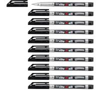 STABILO Write-4-all - Marqueur -Lot x 10 marqueurs toutes surfaces lisses - encre permanente - pointe superfine 0,4mm- Noir