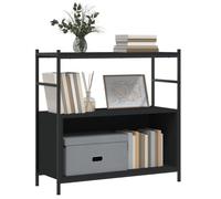 Stable&Durable - Noir - Bibliothèque noir 80x30x78,5 cm - bois d'ingénierie et fer - Étagère d'Escalier HS359609708
