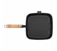 Stable&Durable - Noir - Poêle de grill Fonte - avec poignée en bois 20x20 cm - Ustensile de cuisson HS332383479