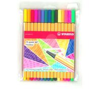 STABLE, EMBALLAGE 15 FINELINER POINT 88 COULEURS ASSORTIES, taille F 0,4 mm.