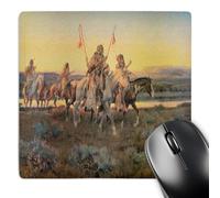 Stable Tapis De Souris Gamer Les Piegans par Charles M Russell Ouest Américain 25X30Cm, Souris De Bureau Base en Caoutchouc Tapis De Souris pour Joueurs Professionnels Bureau