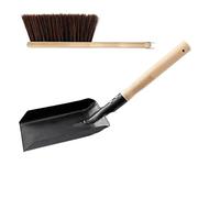 Staccatory Ensemble pelle à charbon et brosse pour foyer, pelle et brosse de cheminée, ensemble d'outils de cheminée, outils de foyer