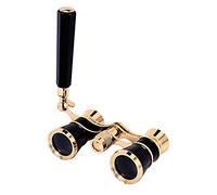 Staccatory Jumelles d'opéra noires 3 x 25 avec lentille revêtue de télescope de théâtre avec poignée en verre pour femme et fille