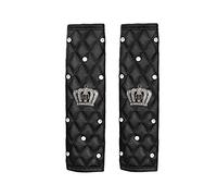 Staccatory Lot de 2 coussinets de ceinture de voiture en cuir synthétique avec strass pour adultes et jeunes