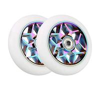 Staccatory Lot de 2 roues de scooter colorées de 110 mm en polyuréthane épais avec roulements (blanc)