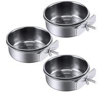 Staccatory Lot de 3 gobelets à oiseaux en acier inoxydable pour perroquet, cage à animaux, bol de nourriture S