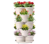 Stack Grow Tower - Ensemble de jardinières modulaires, plantation verticale avec un design peu encombrant, dosettes de culture, système de jardin, jardinière de fraises pour terrasse, balcon, cour, ma