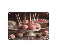 Stack of Cake Pops Plaque en aluminium rectangulaire vintage horizontale multi-usage Décoration de style rustique pour maison, porte, bureau, café