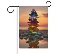 Stack of Colorful Glass Stones Garden Flag Seasonal Holiday Jute Double Face House Yard Drapeaux Extérieur 30,5 x 45,7 cm