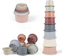 Stackable Baby Cup For 12/18 Months,8 Pieces Stackable Cubes,Educational Gift For 6+ Months Boys Girls,Child Construction Nesting Games Games