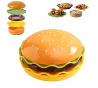 Stackable Burger Plate Set,Multi-Layer Creative Hamburger Plate and Bowl Set,Multi-Purpose 5/7-Piece Hamburg Style Dinnerware Sets for Barbecue Parties,Camping,Snacks and Desserts (5piece)
