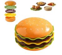 Stackable Burger Plate Set,Multi-Layer Creative Hamburger Plate and Bowl Set,Multi-Purpose 5/7-Piece Hamburg Style Dinnerware Sets for Barbecue Parties,Camping,Snacks and Desserts (7piece)