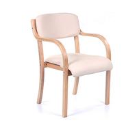 Stackable Dining Chair with Armrests Modern PU Leather Accent Chair Wooden Frame Guest Club Chair Simple Armchair for Office & Home Use