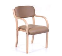 Stackable Dining Chairs with Armrests Modern PU Leather Accent Chairs Wooden Frame Stylish Guest Club Chairs for Office & Home Use