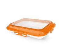 Stackable Food Preservation Trays, Reusable Food Tray Kitchen Storage Tray Food Storage Container Stackable Fridge Storage Case for Kitchen for Vegetable Salad and Various(Rectangle - Orange)