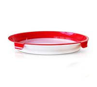 Stackable Food Preservation Trays, Reusable Food Tray Kitchen Storage Tray Food Storage Container Stackable Fridge Storage Case for Kitchen for Vegetable Salad and Various(New Circle - Red)