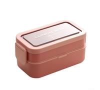 Stackable Lunch Box 2-Tier Leak-Proof Plastic(Pink)