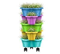 Stackable Planter - Plant Tower, Weatherproof Multi-Tier Stackable Drainage Vegetable Growing Pot, Indoor Outdoor Vegetable Pots | for Garden Yard Farm Patio Balcony Lawn Home Decoration