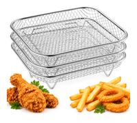 Stackable Stainless Steel Air Fryer Rack, 7.8in Grill Stand (Style-B) | Raised Mesh Design, 20 cm Round Size, 4.5 cm Height, Air Fryer Grill Rack for Cooking, Roasting And Cooling