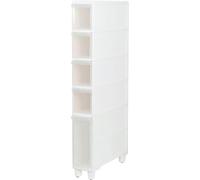 Stackable Storage Bins Slim Vertical Corner Nizer High Capacity 4Drawer Set Clear SpaceSaving Independent Bathroom & Home Use Durable and Convenient