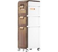 Stackable Storage Bins with Wheels Narrow Bathroom Cabinet Corner Design MultiLayered Easy Pull High Capacity Vertical Nizer Stable and Durable