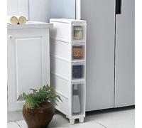 Stackable Storage BinsNarrow Tall Corner nizers with 4 Clear DrawersSpaceSaving Vertical Design for BathroomHigh Capacity Slim Storage Solutions