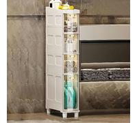 Stackable Storage DrawersTall Narrow Floor Cabinet for Bathroom3/4/5 Tier Side Nizer with Plastic Drawers & WheelsSpaceSaving Utility Cabinet