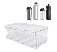 Stackable Water Bottle Organizer, Layer Transparent Plastic Desktop Cup Storage Rack for Kitchen Cabinet (4 Bottles per Shelf)