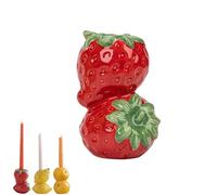 Stacked Ceramic Fruit Candle Holder,Cute Lemon and Strawberry Orange Shaped Decorative Tea Light Holder,Realistic Personality Candlestick Statue,for Home Table Decor