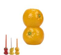 Stacked Ceramic Fruit Candle Holder,Cute Lemon and Strawberry Orange Shaped Decorative Tea Light Holder,Realistic Personality Candlestick Statue,for Home Table Decor