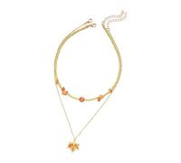 Stacked Necklaces, Vintage Double Chain Jewelry, Red Maple Leaf Layered Necklace, Elegant Seasonal Accent, Stylish Layering Accessory for Ladies Daily Travel Dating Party Work Commuting Outdoor