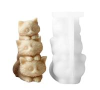 Stacking Cats Mold - Silicone Candle Form, Three Cat Sculpture Casting Tool, Reusable Craft Shaper Kit | Cute Decorative Modeling System For Fondant Chocolate Wax Soap Resin Baking Dessert Art