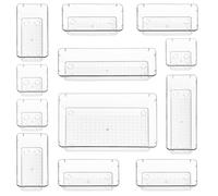 Stackzy Lot de 12 organiseurs de tiroir à couverts,Plateau à ustensiles pour tiroirs,Rangement et organisation de la cuisine,Rangement compact pour maquillage pour chambre à coucher