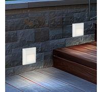Applique murale d'extérieur, lampe d'escalier, lampe de marche LED blanche, lampe de terrasse, plastique, 2W 60lm blanc chaud, LxH 12,4x12,4 cm, lot de 2