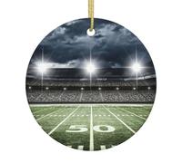 Stade Football Satdium Field Light Night Christmas Tree Ceramic Hanging Round Festival Ornement Pendentif Home Party Holiday Decor