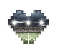 Stade Football Satdium Field Light Night Imprimé Puzzle 10,8 x 12,8 cm en forme de cœur Jeu de défi pour adultes, décoration murale amusante