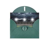 Stade Football Satdium Field Light Night Pearl Paper Carte de vœux de vacances avec enveloppes Mariage Fête Anniversaire Invitations Souhaits