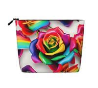 Stade Football Satdium Field Light Night Print Faux Chanvre Trousse de maquillage - Trousse de toilette de voyage pour femme, rangement quotidien, voyages d'affaires, et plus encore, Rose arc-en-ciel