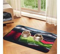 Stade Football Satdium Field Light Night Print Pet Food Mat Absorbant Antidérapant PU Cuir Tapis d'alimentation pour Chiens Chats Pet Bowl Set de table