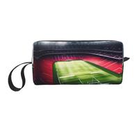 Stade Football Satdium Field Light Night Print Trousse de toilette de voyage, trousse à crayons, trousse de maquillage en toile, trousse de maquillage multi-usages avec fermeture éclair, blanc, One