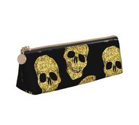 Stadium Before Match Night Trousse à crayons triangulaire et pochette à cosmétiques, organiseur à fermeture éclair en cuir PVC pour l'école, le bureau, les voyages, Motif crâne étincelant, One Size