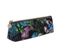 Stadium Before Match Night Trousse à crayons triangulaire et pochette à cosmétiques, organiseur à fermeture éclair en cuir PVC pour l'école, le bureau, les voyages, Plantes succulentes., One Size