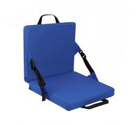 Stadium Seat Cushion with Back Support, Folding Padded Seat， Bleacher Cushion for Sports Events Soccer Field Beach Backyard Picnic Hiking (Blue)