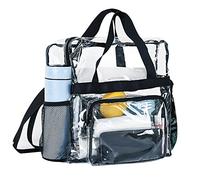 Stadium Tote Bag - Sac fourre-tout transparent | Sac fourre-tout transparent | Approuvé par le stade, rangement pratique en PVC, sac de gym transparent avec fermeture éclair et poches pour shopping,