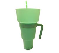 Stadium Tumbler with Snack Bowl 1000ml Cup Bowl Combo with Straw 2 in 1 Snack and Drink Cup with Straw Multifunction Popcorn Cups Reusable Leakproof Snack Tumbler for Adults Kids
